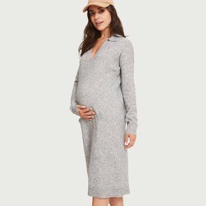 Hatch Maternity Polo Knit Dress Grey